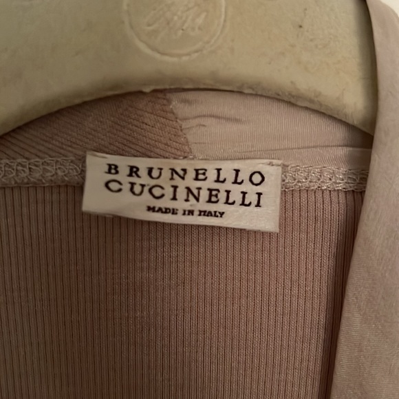 Brunello Cucinelli silk rib taupe top - Picture 2 of 6